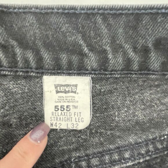 Vintage 90's Levi's 555 Orange Tab Men's Jeans Relaxed Fit Straight Leg 42x27 - Picture 4 of 8